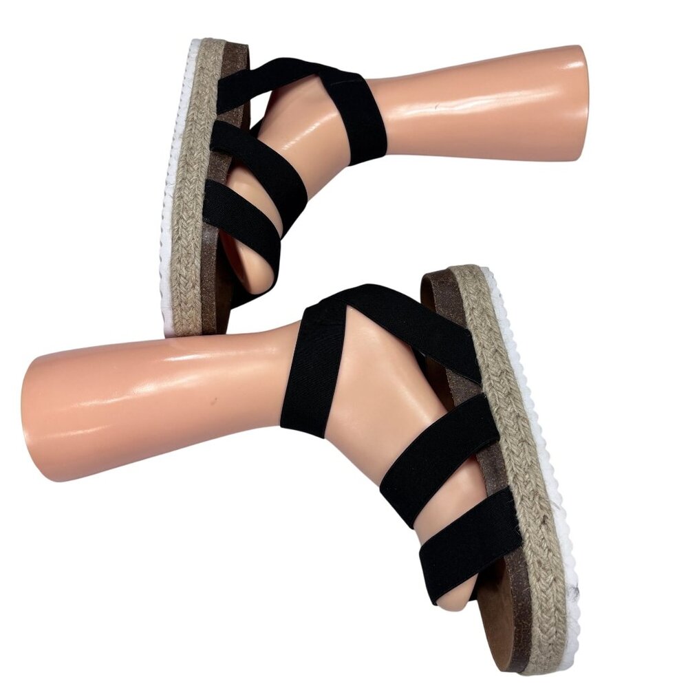 Nature Breeze Womens Strappy Black Espadrille Sandals Size 8.5 Comfortable Summe - Picture 5 of 8